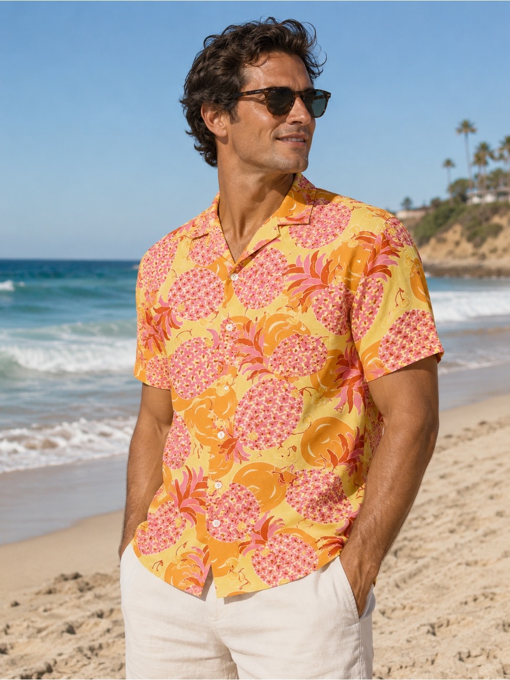 New Lilly Pulitzer Mens Vintage Pineapple Print Cotton Button Shirt Sz XL